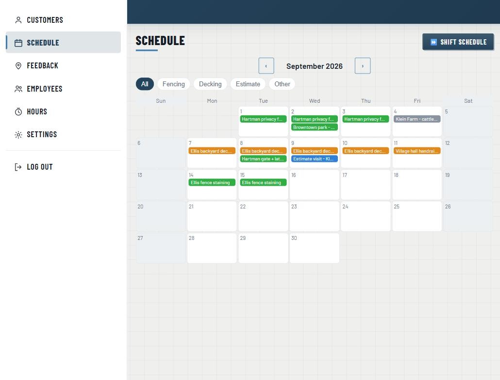 JobNerve schedule with unscheduled jobs tray